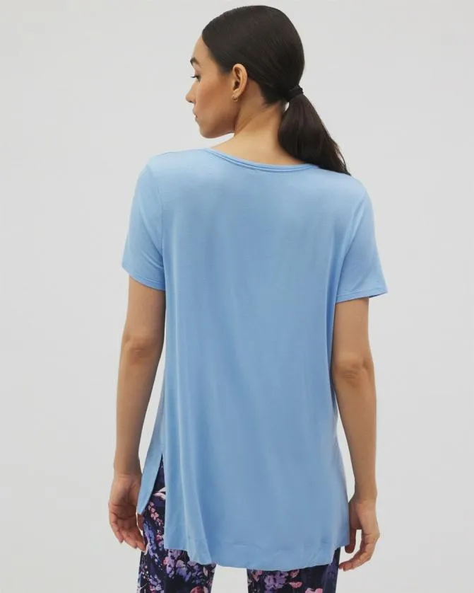 Women Soma Matching Separates Cool Nights Short Sleeve Pajama Tunic Tee Wishful Blue