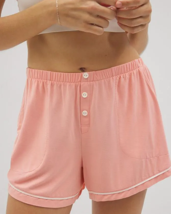 Women Soma Matching Separates Cool Nights Solid Piped Pajama Shorts Paloma Glow