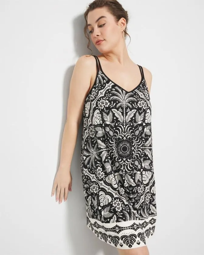 Women Soma Nightgowns Cool Nights Chemise Amazonia Tile Black