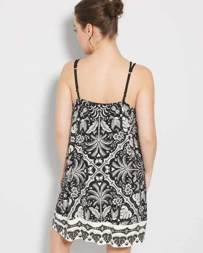 Women Soma Nightgowns Cool Nights Chemise Amazonia Tile Black