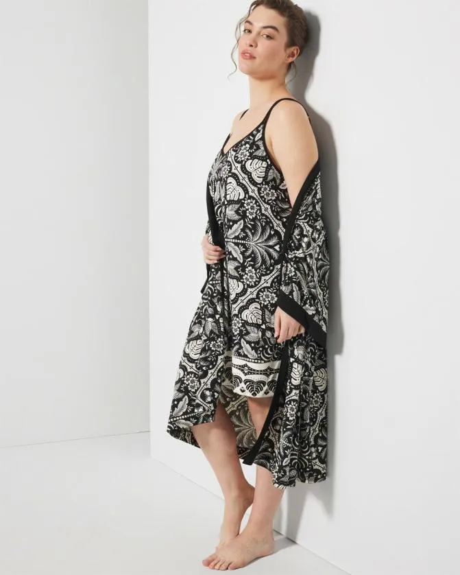 Women Soma Nightgowns Cool Nights Chemise Amazonia Tile Black
