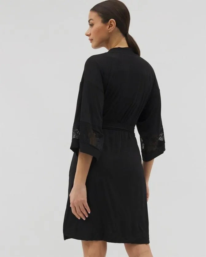 Women Soma Robes Cool Nights Robe With Lace Black