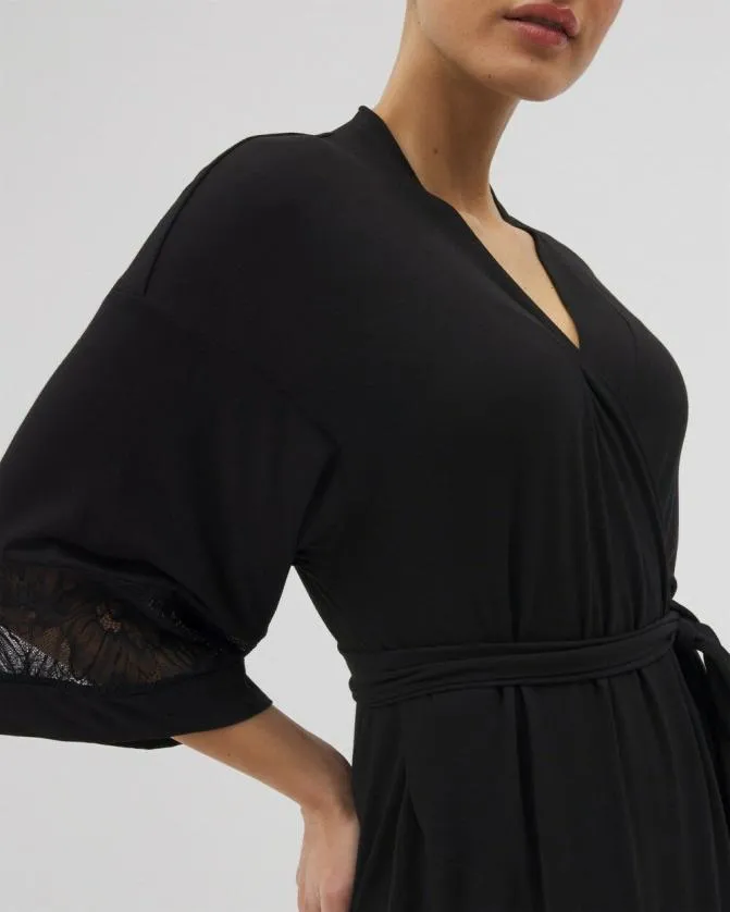Women Soma Robes Cool Nights Robe With Lace Black