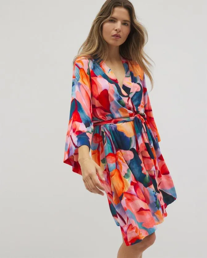 Women Soma Robes Cool Nights Short Robe Artist Garden Coral