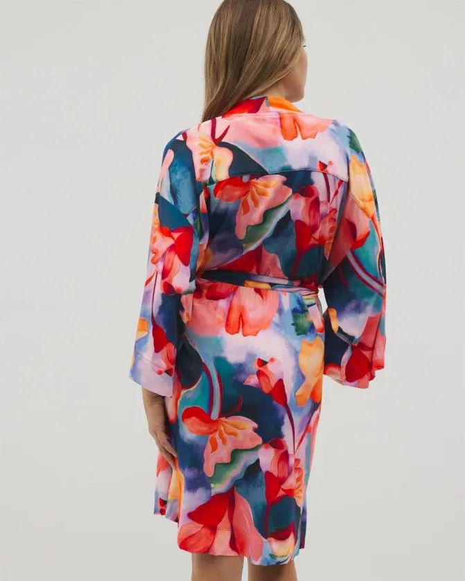 Women Soma Robes Cool Nights Short Robe Artist Garden Coral