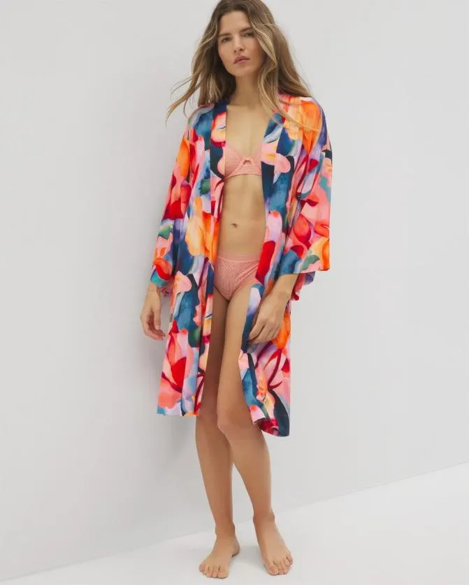 Women Soma Robes Cool Nights Short Robe Artist Garden Coral