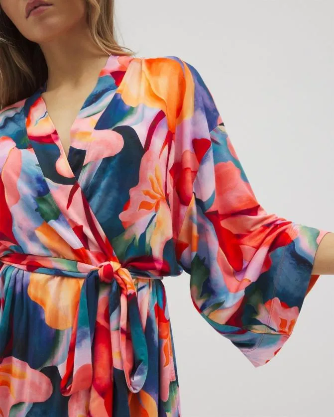 Women Soma Robes Cool Nights Short Robe Artist Garden Coral