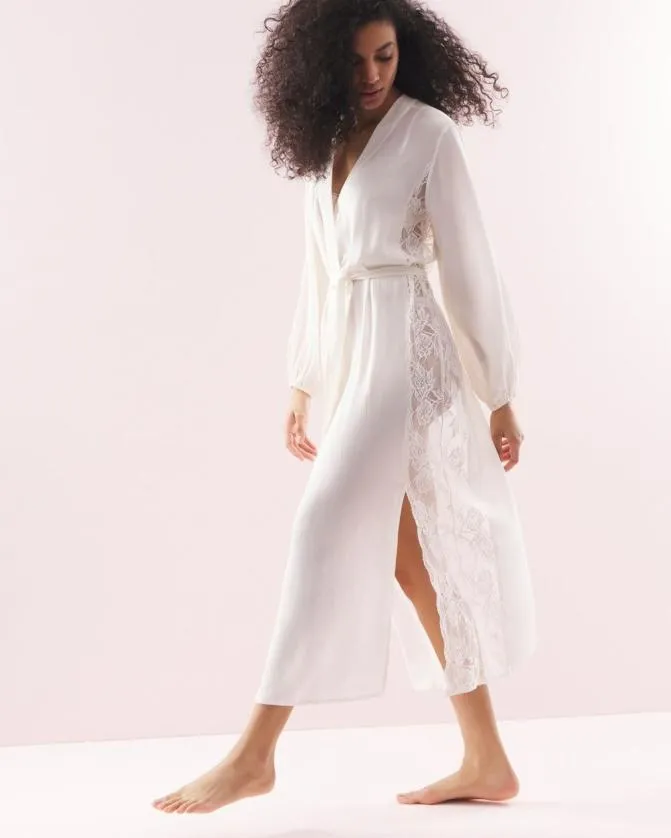 Women Soma Robes S Sexiest Silk Chiffon Long Robe Ivory