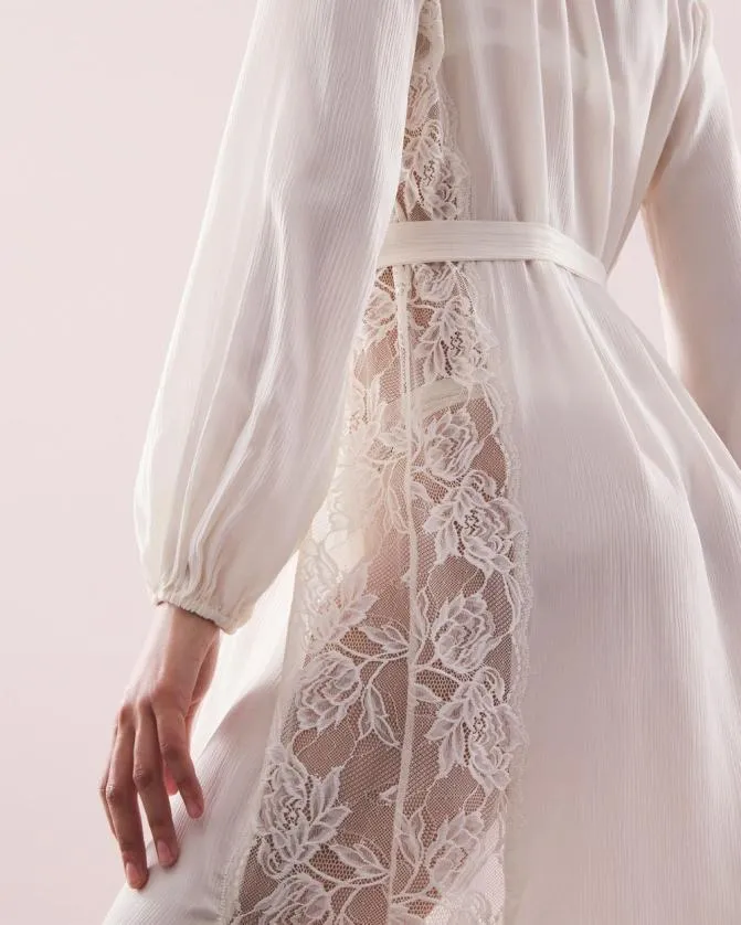 Women Soma Robes S Sexiest Silk Chiffon Long Robe Ivory