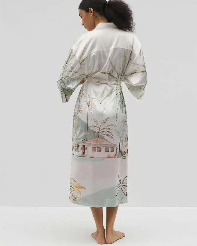 Women Soma Robes Satin Long Robe Tropical Escape Champagne