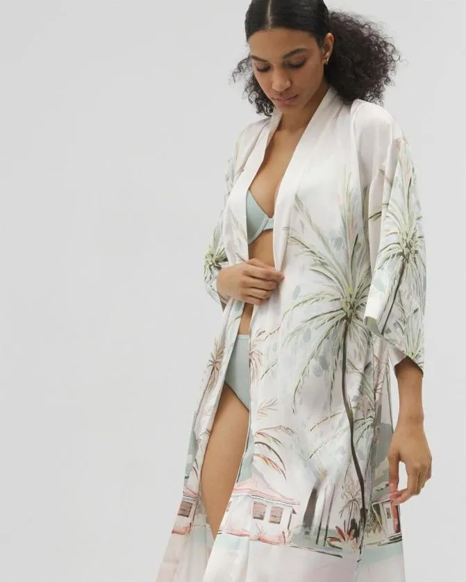 Women Soma Robes Satin Long Robe Tropical Escape Champagne