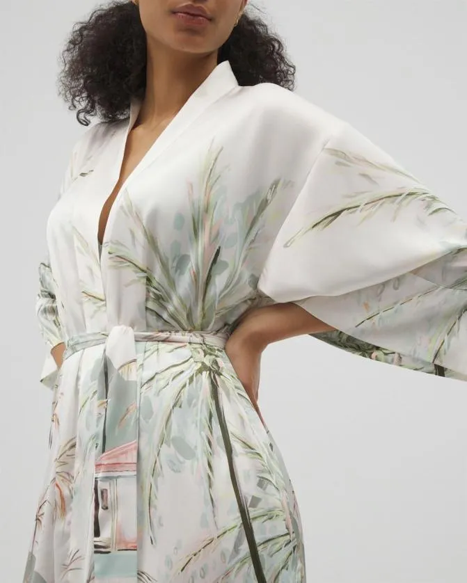 Women Soma Robes Satin Long Robe Tropical Escape Champagne