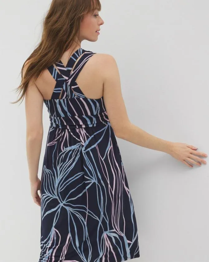 Women Soma Short Dresses Soft Jersey Cross Back Strap Bra Dress So Releafed Grand Navy