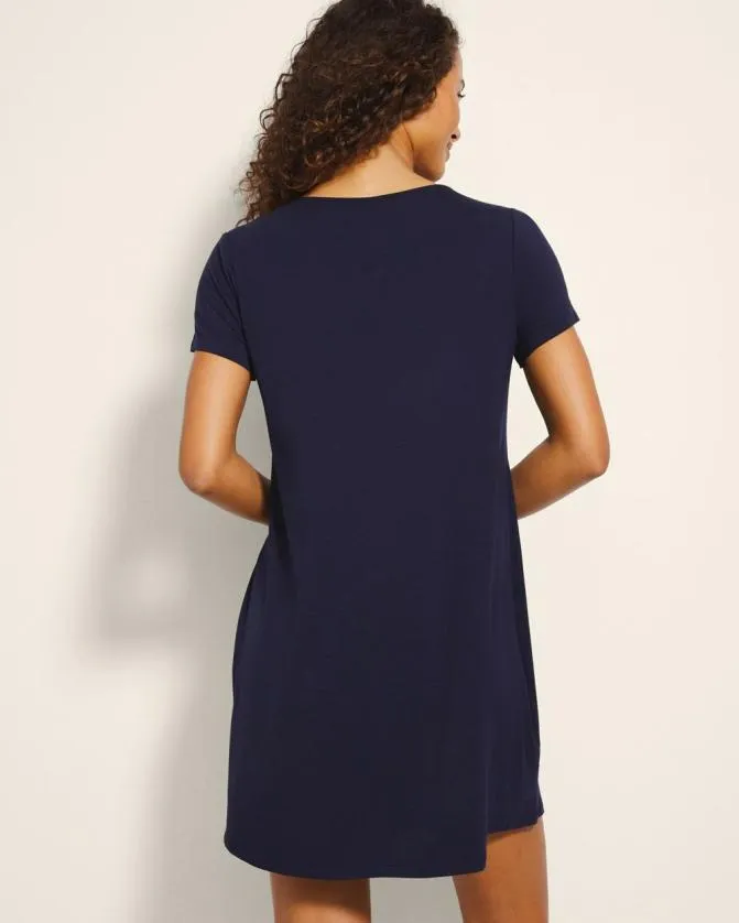 Women Soma Sleepshirts Cool Nights ScoopNeck ShortSleeve Sleepshirt Nightfall Navy