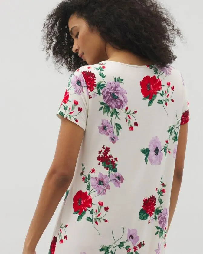 Women Soma Sleepshirts Cool Nights ScoopNeck ShortSleeve Sleepshirt Rhapsody Floral Sugar