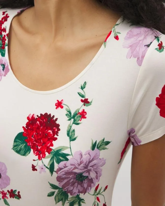 Women Soma Sleepshirts Cool Nights ScoopNeck ShortSleeve Sleepshirt Rhapsody Floral Sugar