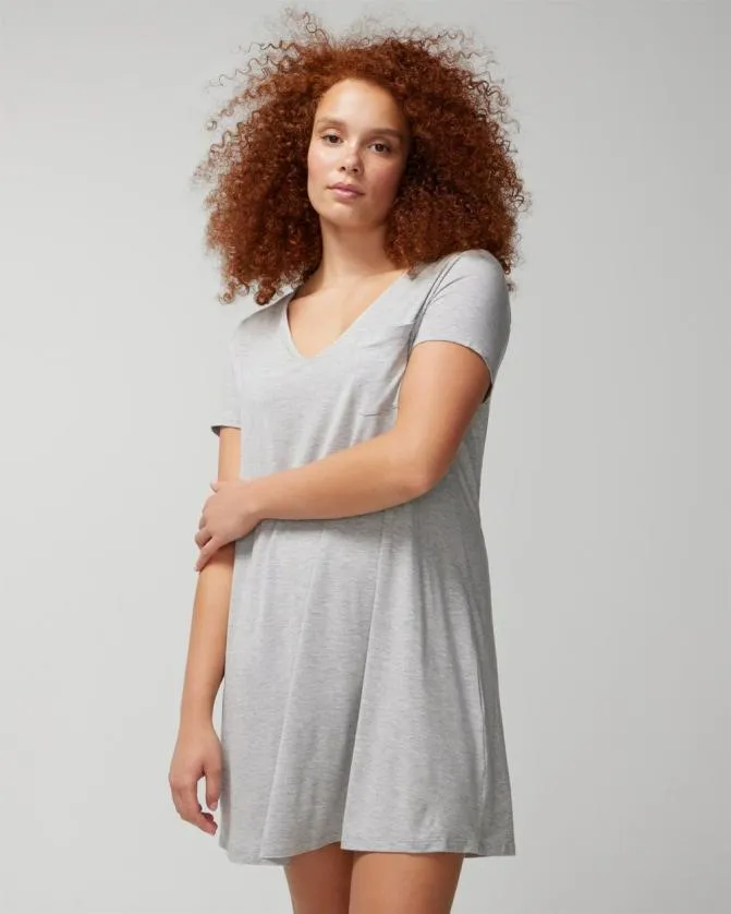 Women Soma Sleepshirts Cool Nights ShortSleeve Sleepshirt Heather Opal Gray