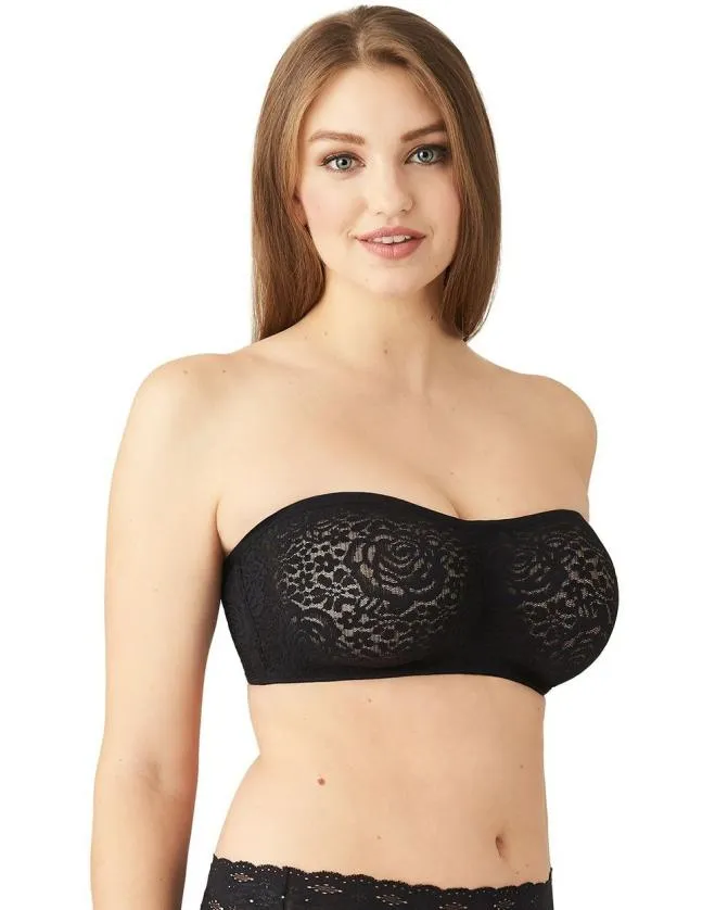 Women Soma Strapless Bras Wacoal Halo Lace Strapless Bra Black