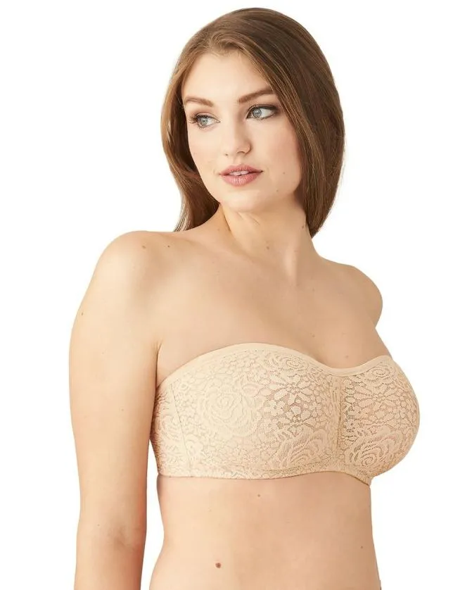 Women Soma Strapless Bras Wacoal Halo Lace Strapless Bra Black