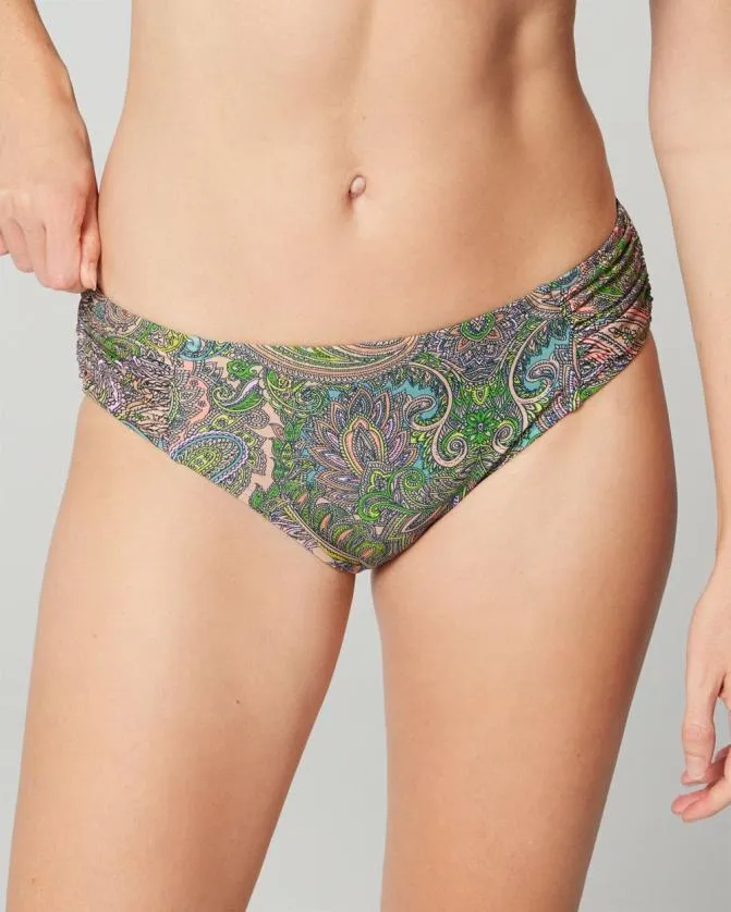 Women Soma Swim Bottoms Swim Rouched Bikini Bottom Ornamental Paisley G Lime