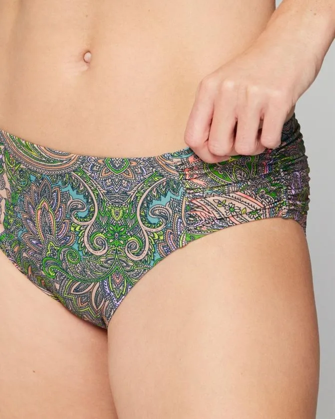 Women Soma Swim Bottoms Swim Rouched Bikini Bottom Ornamental Paisley G Lime