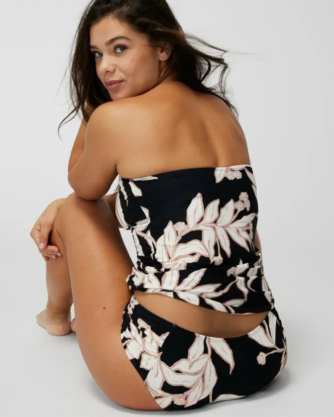 Women Soma Swim Bottoms Swim Ruched Bikini Bottoms Leaf It Be Black Mini