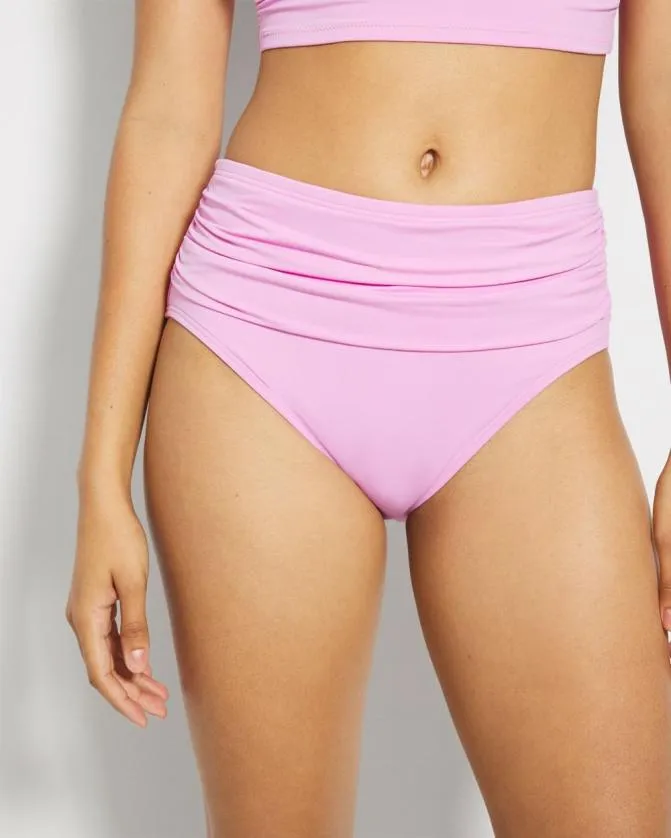 Women Soma Swim Bottoms Swim Ruched HighWaist Bikini Bottom Meta Mauve