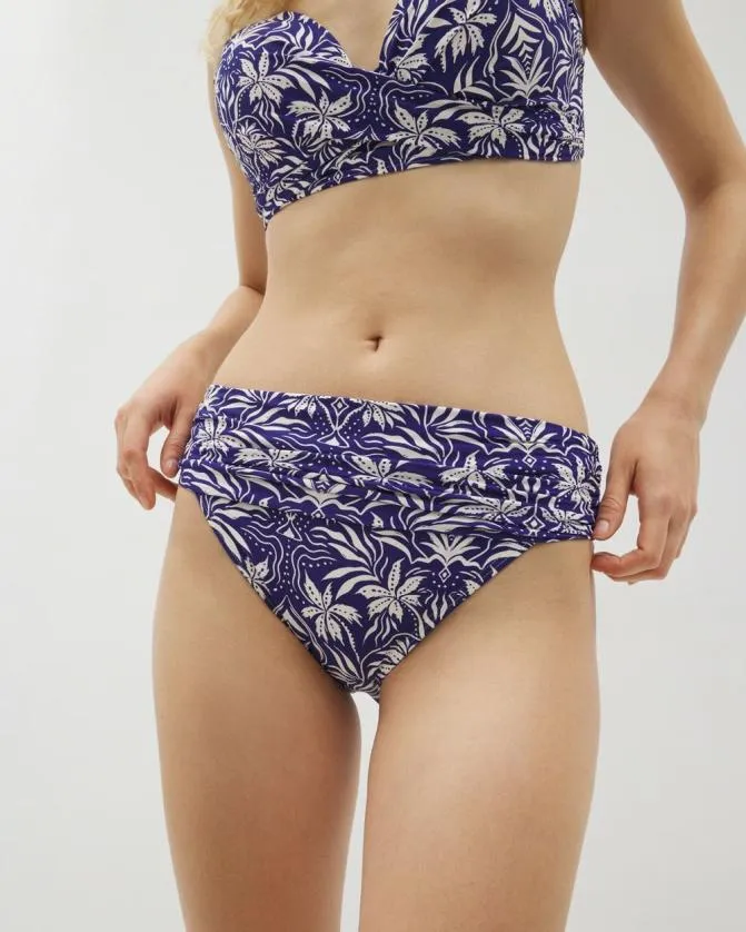 Women Soma Swim Bottoms Swim Ruched HighWaist Bikini Bottom Tropic Tiles True Blue