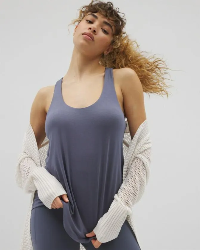 Women Soma Tops Soft Jersey Racerback Bra Tank Earl Gray