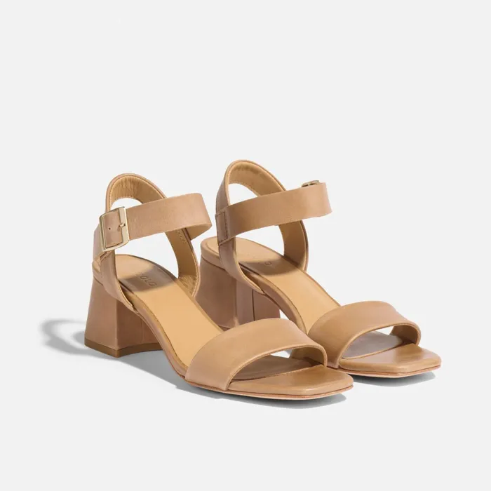 Women Stella GoTo Block Heel Sandal Almond Nisolo Heels