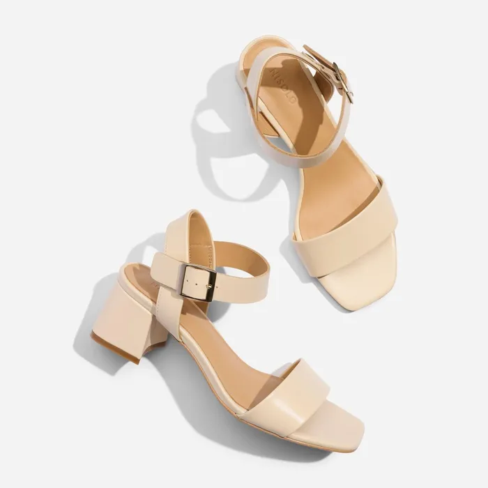 Women Stella GoTo Block Heel Sandal Bone Nisolo Heels