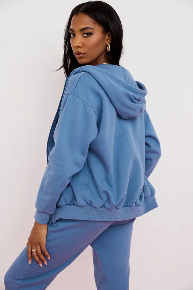 Women Storm Azure Zip Through Hoodie House Of CB Tops