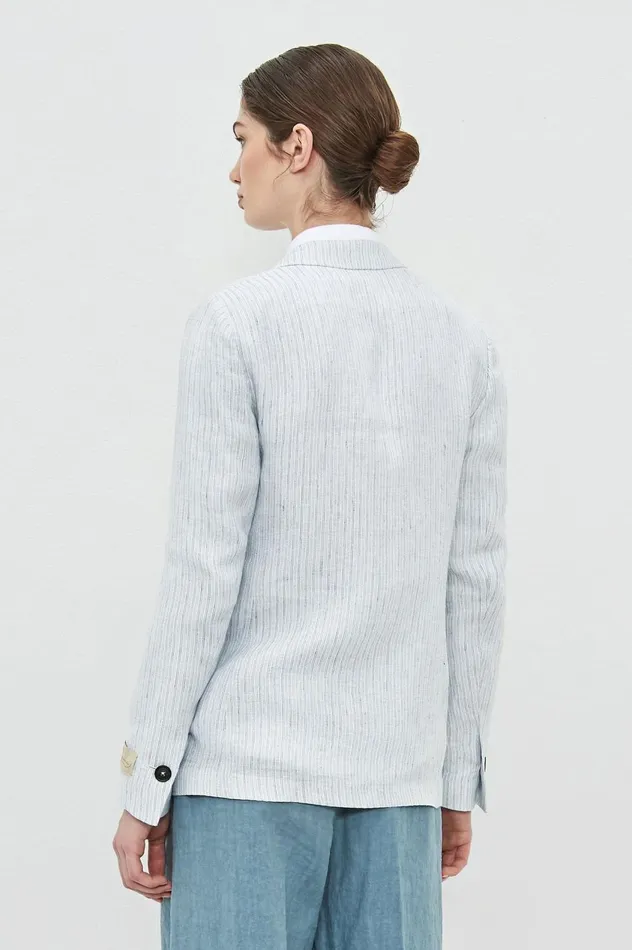 Women STROMBOLI 8211 Linen Singlebreasted Jacket 8211 Azzurro Massimo Alba Jackets and Coats Women STROMBOLI 8211 Linen Singlebreasted Jacket 8211 Azzurro Massimo Alba Jackets and Coats