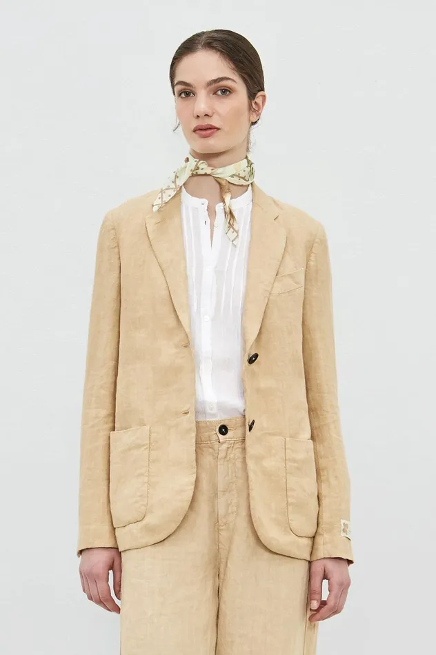 Women STROMBOLI 8211 Linen Singlebreasted Jacket 8211 Sabbia Massimo Alba Jackets and Coats Women STROMBOLI 8211 Linen Singlebreasted Jacket 8211 Sabbia Massimo Alba Jackets and Coats
