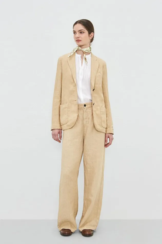 Women STROMBOLI 8211 Linen Singlebreasted Jacket 8211 Sabbia Massimo Alba Jackets and Coats Women STROMBOLI 8211 Linen Singlebreasted Jacket 8211 Sabbia Massimo Alba Jackets and Coats