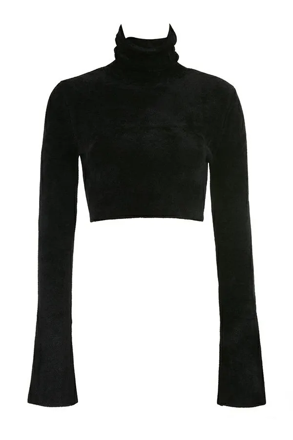 Women Suri Black Chenille Cropped Top House Of CB Tops