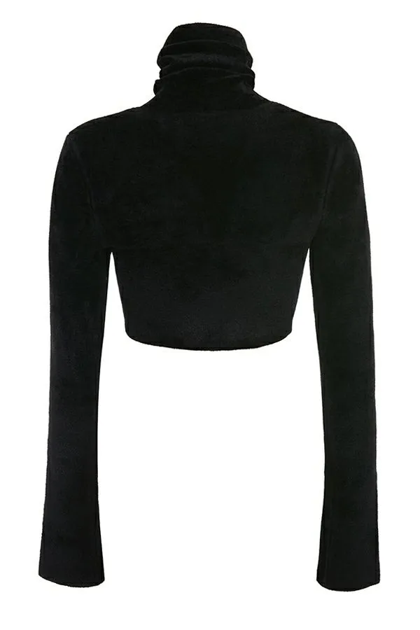 Women Suri Black Chenille Cropped Top House Of CB Tops