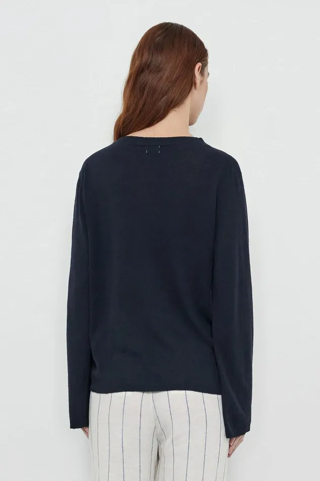 Women SUSAN 8211 Silk Boatneck Sweater 8211 Dark Blue Massimo Alba Knitwear