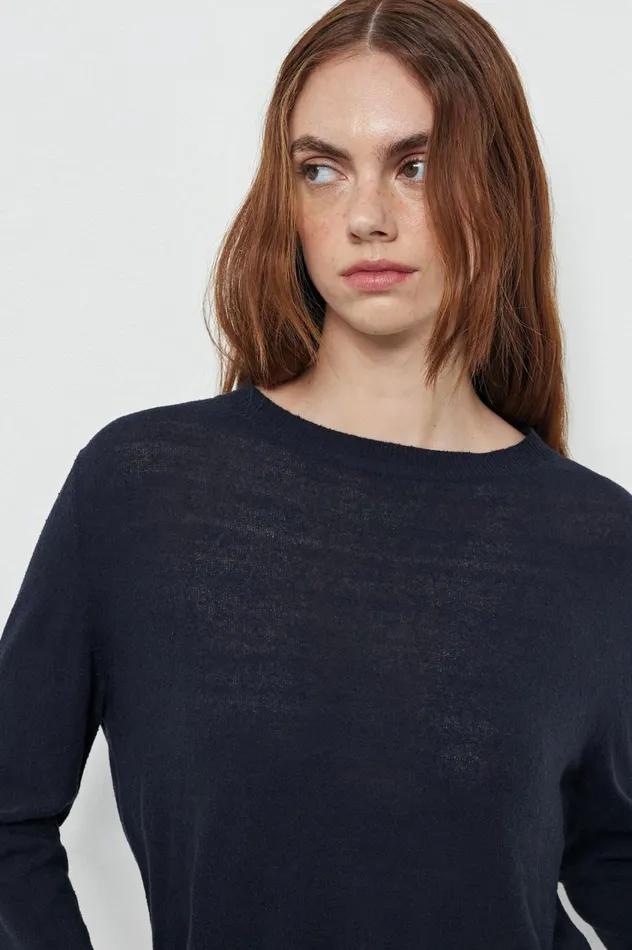 Women SUSAN 8211 Silk Boatneck Sweater 8211 Dark Blue Massimo Alba Knitwear