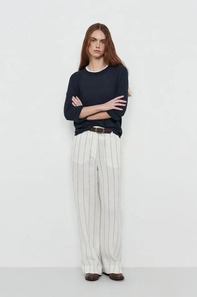 Women SUSAN 8211 Silk Boatneck Sweater 8211 Dark Blue Massimo Alba Knitwear