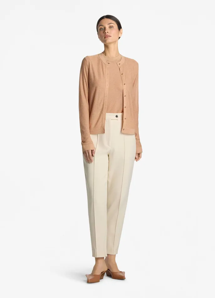 Women Sweaters St John Lurex Jersey Knit Cardigan Light Blossom Women Sweaters St John Lurex Jersey Knit Cardigan Light Blossom