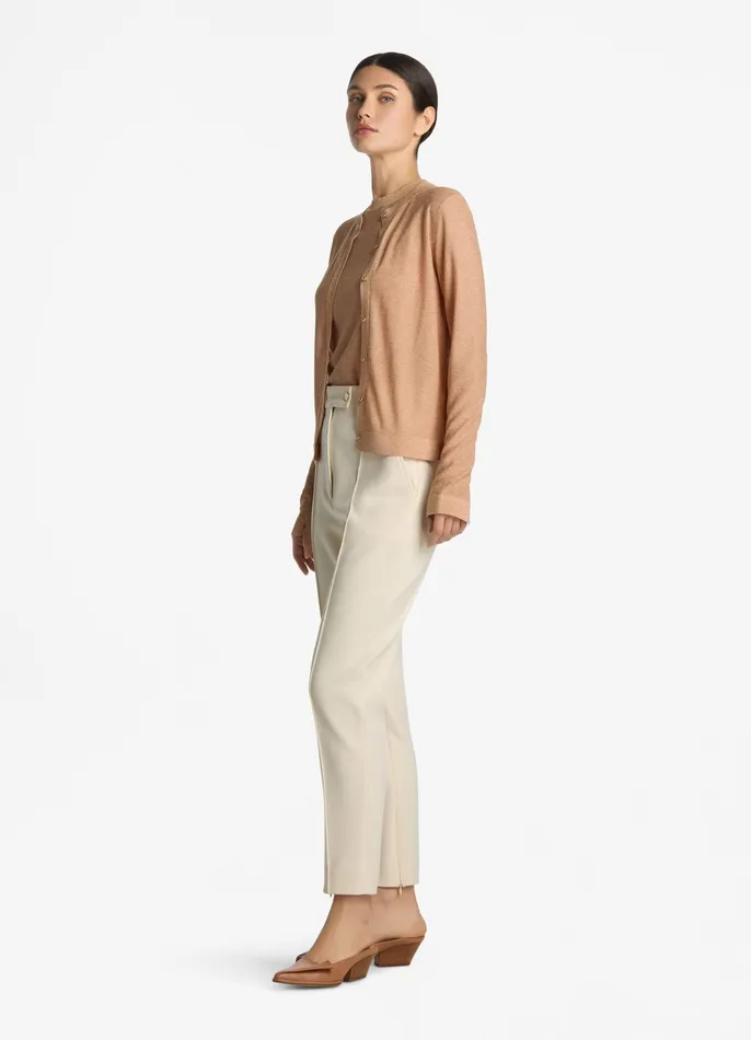 Women Sweaters St John Lurex Jersey Knit Cardigan Light Blossom Women Sweaters St John Lurex Jersey Knit Cardigan Light Blossom