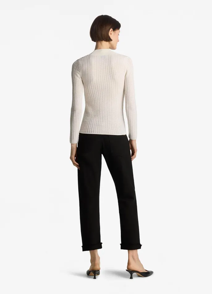 Women Sweaters St John Plaid Knit VNeck Sweater Ecru Women Sweaters St John Plaid Knit VNeck Sweater Ecru