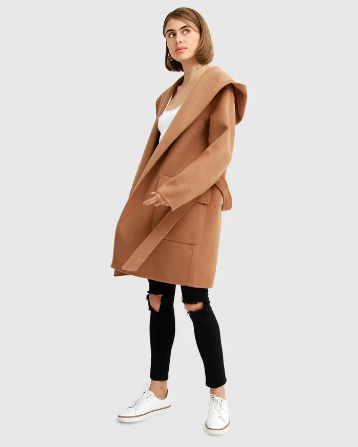 Women Sweet Escape Robe Coat 8211 Camel Coats Belle and Bloom
