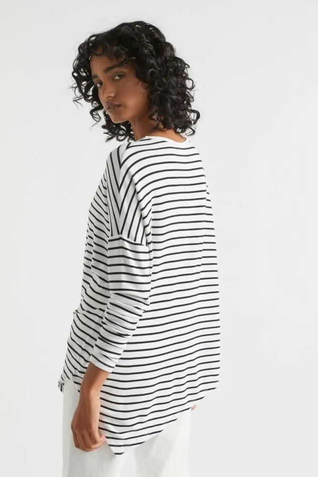 Women TShirts and Tops Seed Heritage Core Asymmetrical Top Mono Stripe