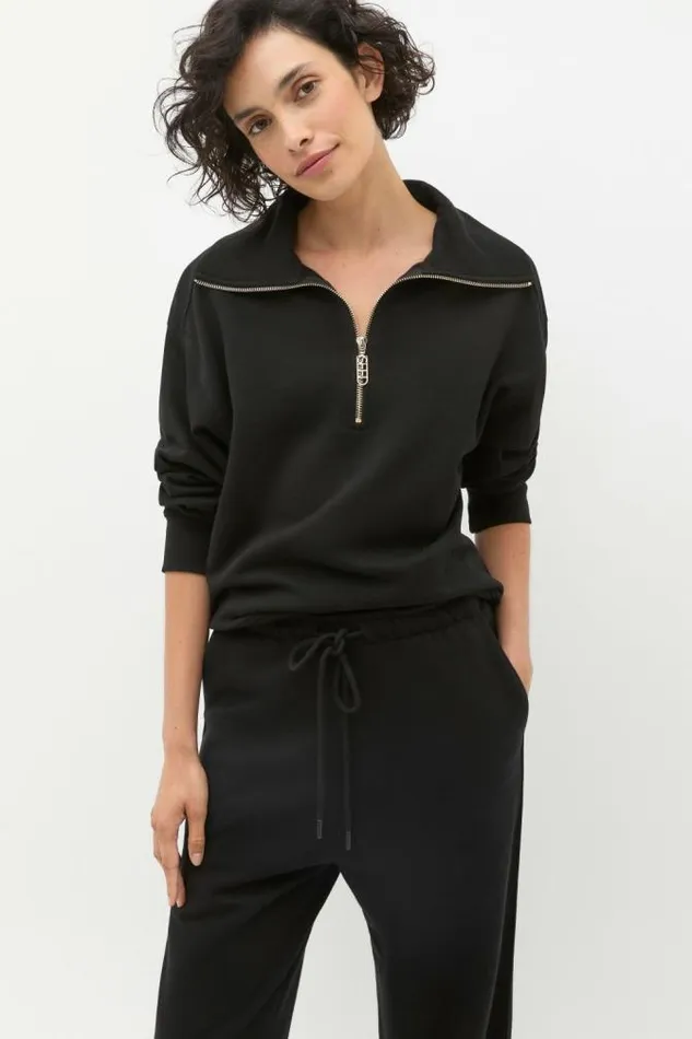 Women TShirts and Tops Seed Heritage Core Heritage Half Zip Sweat Black