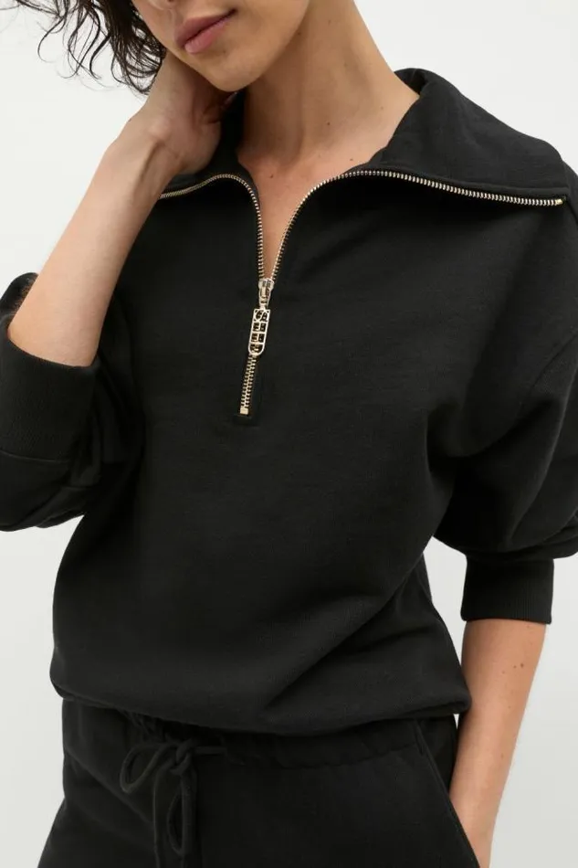 Women TShirts and Tops Seed Heritage Core Heritage Half Zip Sweat Black