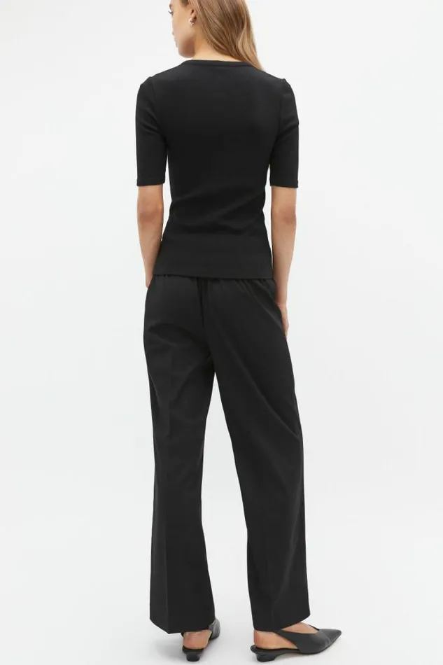 Women TShirts and Tops Seed Heritage Henley Half Sleeve Top Black