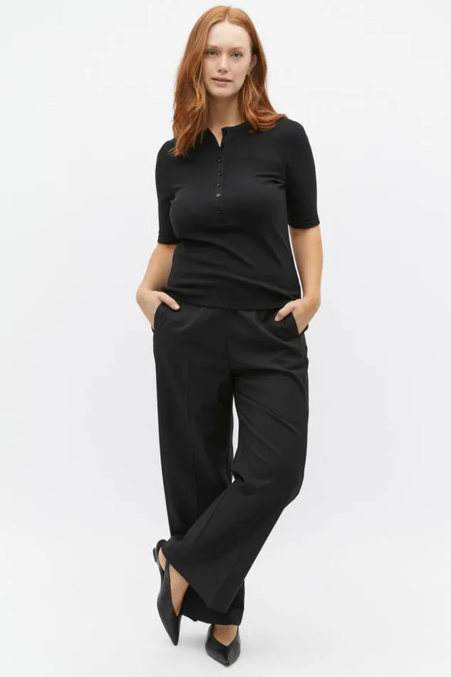 Women TShirts and Tops Seed Heritage Henley Half Sleeve Top Black
