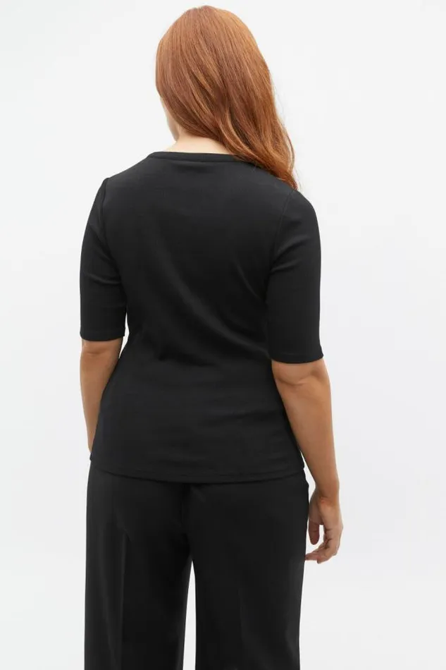 Women TShirts and Tops Seed Heritage Henley Half Sleeve Top Black